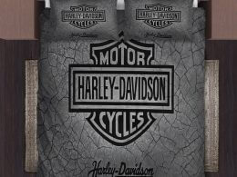 Harley-Davidson Logo Against Textured Dark Gray Bedding Sets